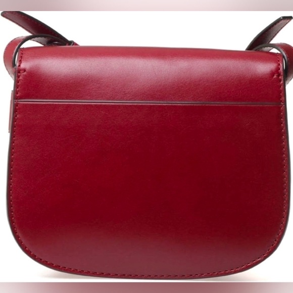 Tory Burch Red Burgundy Smooth Leather Crossbody Saddle Shoulder Bag‎ - Picture 9 of 14